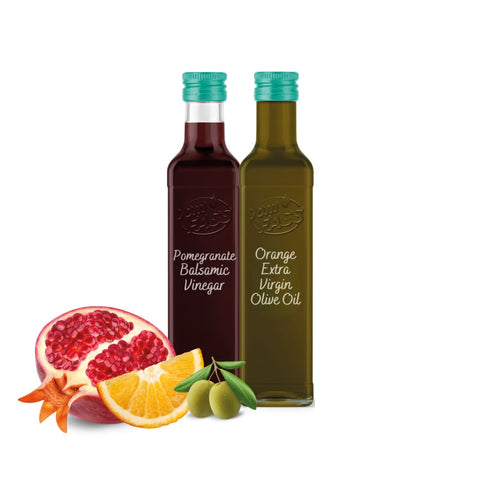 Pomegranate Balsamic Vinegar + Orange Extra Virgin Olive Oil