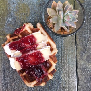 Image of Raspberry Jam, Brie and Waffles