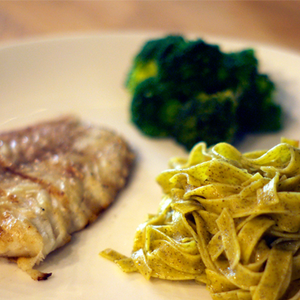 Grilled Fish with Basil Pasta