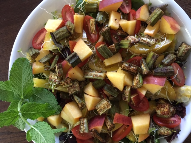 Summer Tomato Salad with Avocado dressing