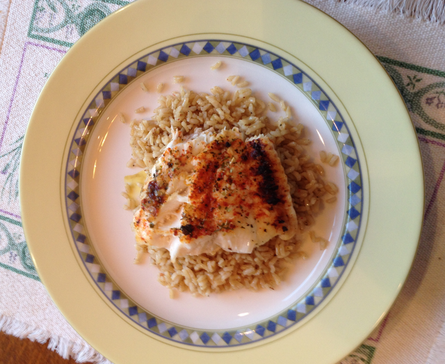 Wild Grouper on a bed of Seasoned Rice