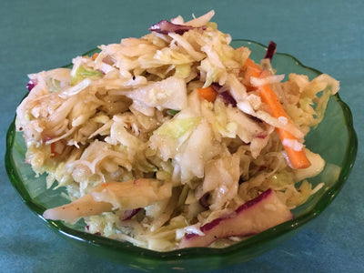 Creamy coleslaw with mayo and olive oil