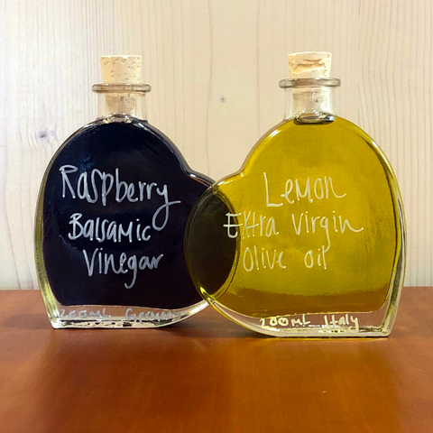 Raspberry Balsamic Vinegar and Lemon Extra Virgin Olive Oil Heart Bottle Gift Set - Wiregrass, FL